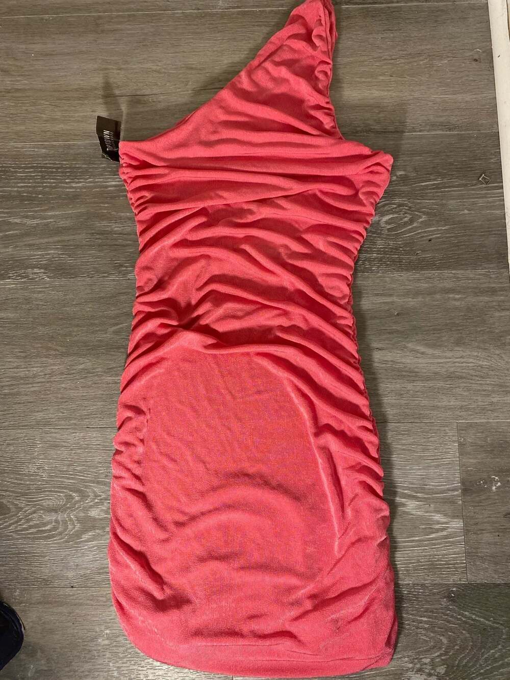 Lyaner Pink Ruched One Shoulder Mini Dress
